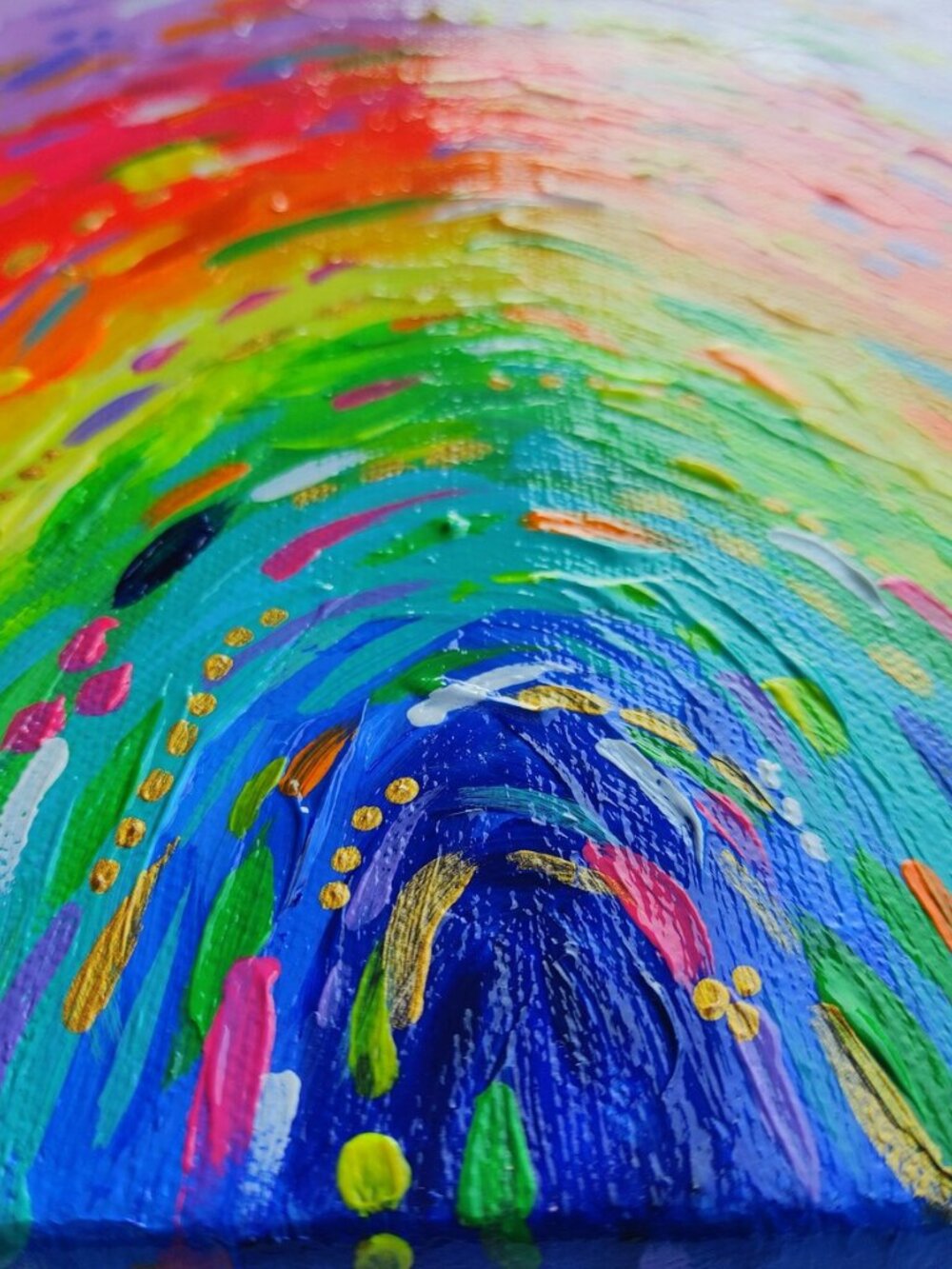 8"x10 Original Acrylic Rainbow Painting | Abstract Colorful Wall Art on canvas - Picture 7 of 14